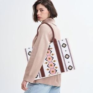 Western Tote Boho Shoulder Purse and Handbag with Wide Shoulder Strap